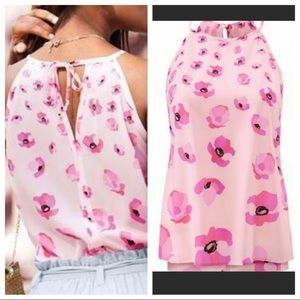 CAbi Pink Poppy Tie-Back halter tank top